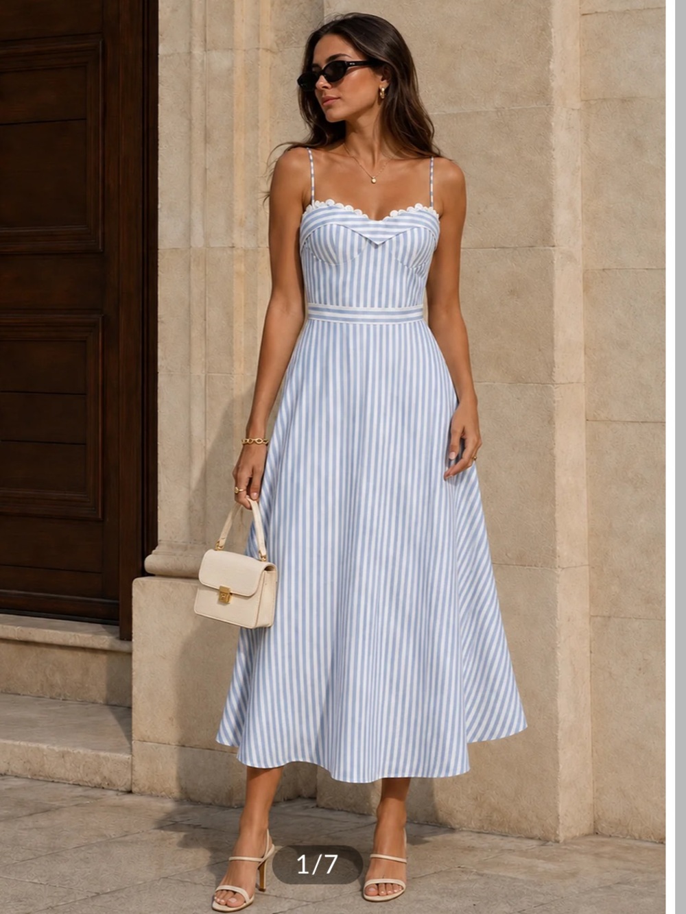 Commense Lace Trim Striped Bustier Slip Dress NWT